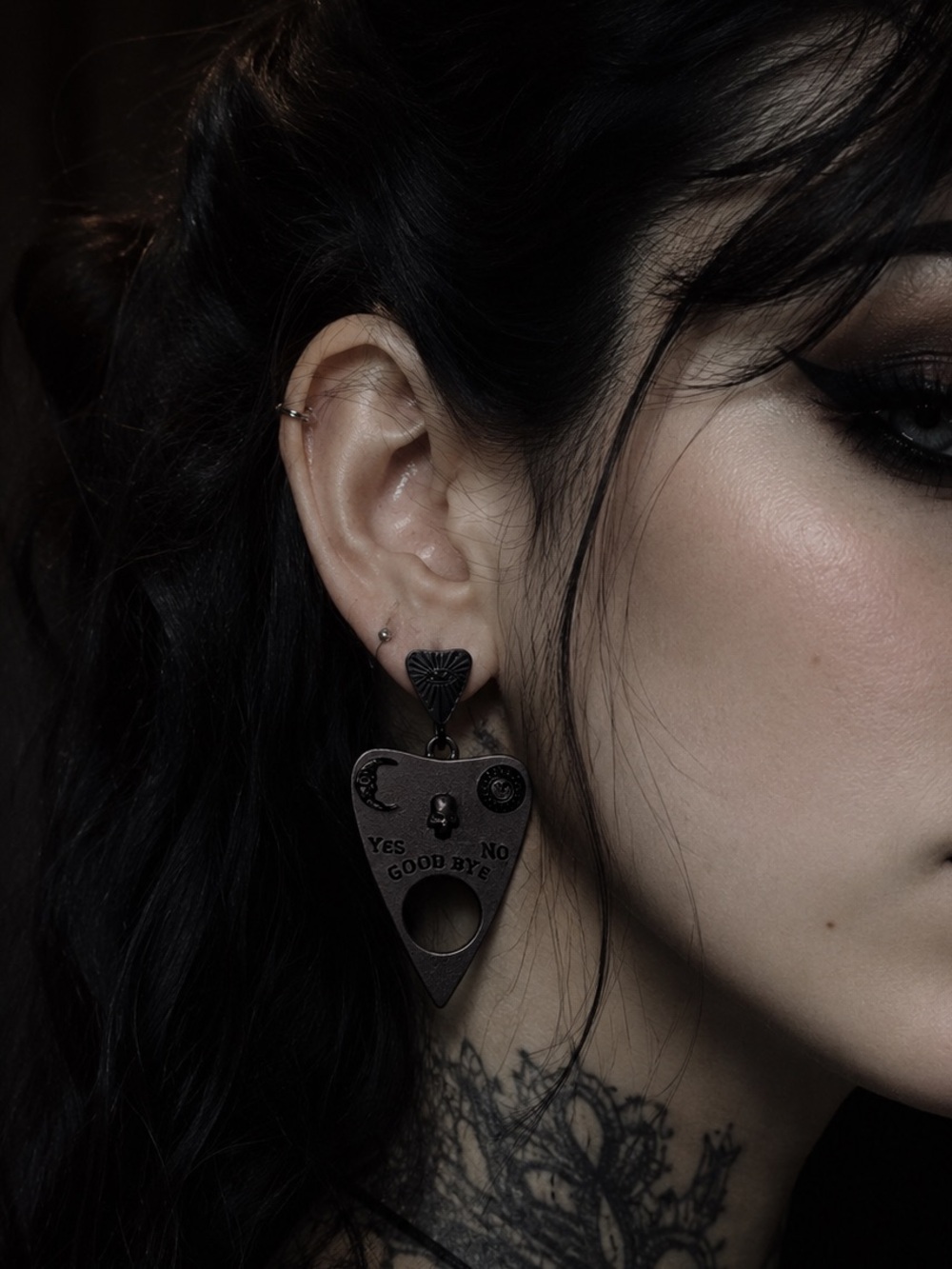 Planchette Ouija Earrings Black NWT Halloween Goth Shein New with Tags